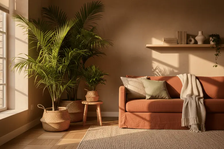 Indoor palm plants in living room